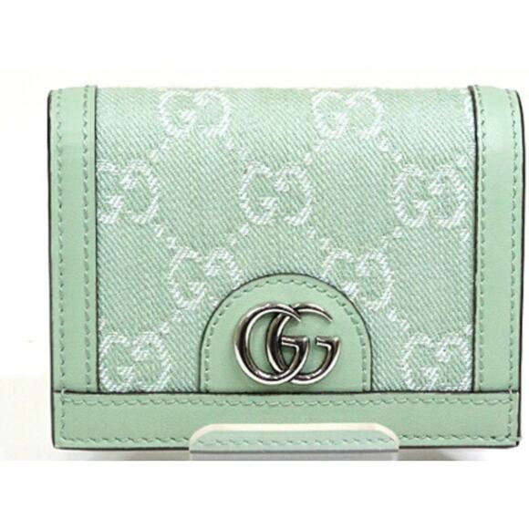 Gucci Ophidia Mini Paille Green GG Supreme Canvas Wallet NWT - Picture 1 of 3